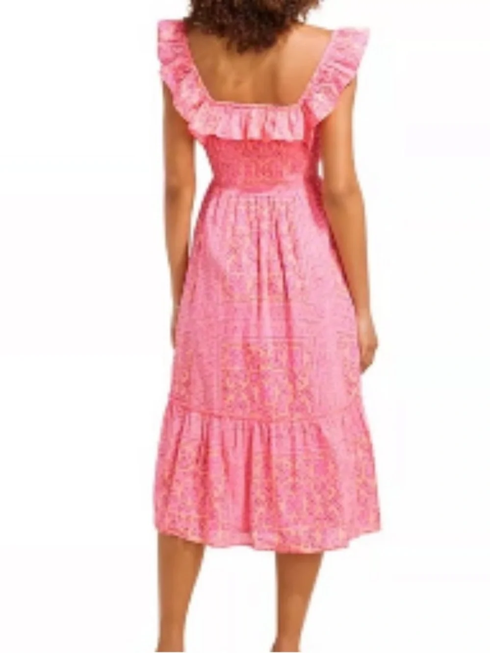 Vineyard Vines | Pink Ruffle Smocked Tiered Midi Women’s Dress Size XL